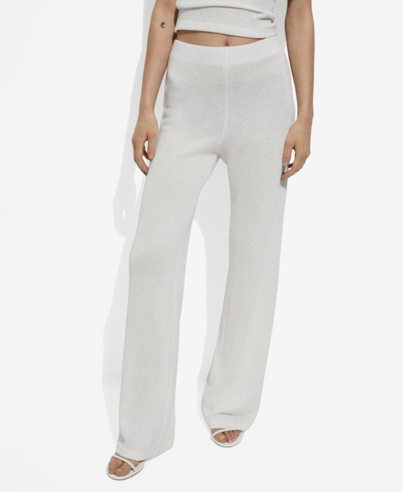 Mango Women's Straight Knitted Pants - White Cover