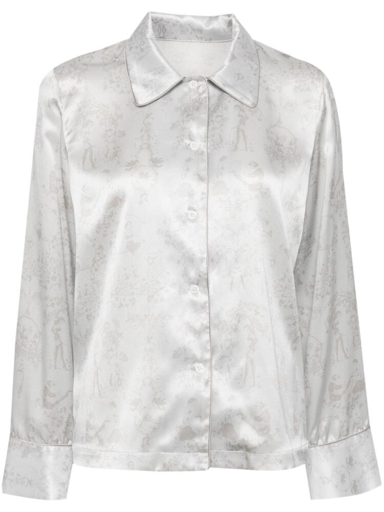 Kiki de Montparnasse floral-jacquard silk shirt - Grey Cover