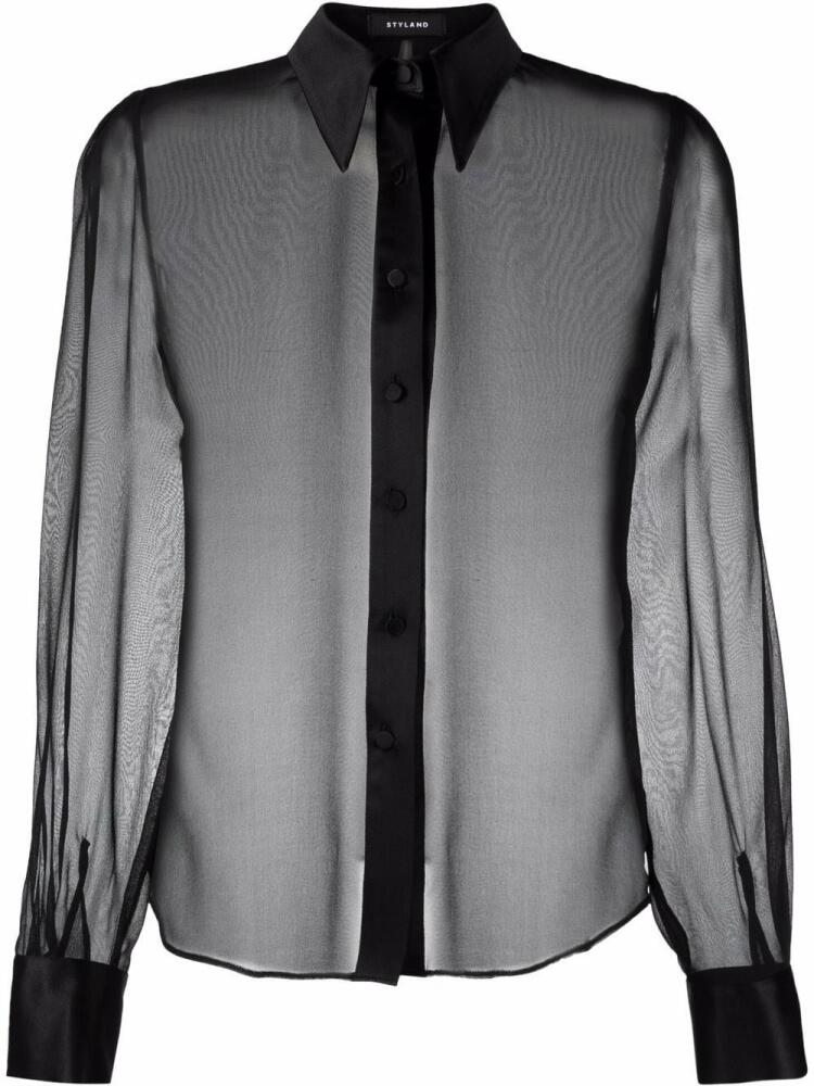 STYLAND sheer long-sleeve shirt - Black Cover