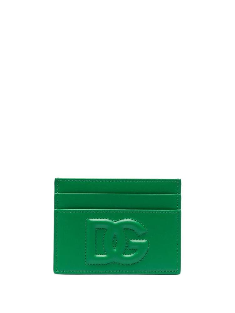 Dolce & Gabbana logo-embossed leather cardholder - Green Cover