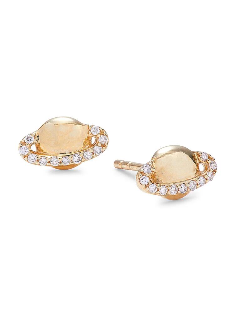 Saks Fifth Avenue Women's 14K Yellow Gold & 0.1 TCW Diamond Saturn Stud Earrings Cover