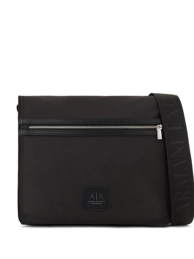 Armani Exchange logo-patch shoulder bag - Black Cover