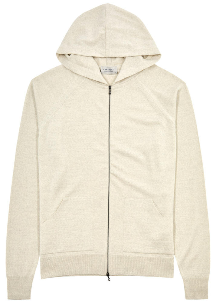 John Smedley Carty Hooded Wool Sweatshirt - Beige Cover