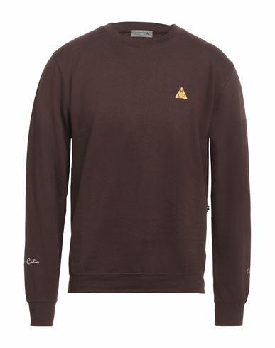 Daniele Alessandrini Homme Man Sweatshirt Dark brown Cotton, Polyester Cover