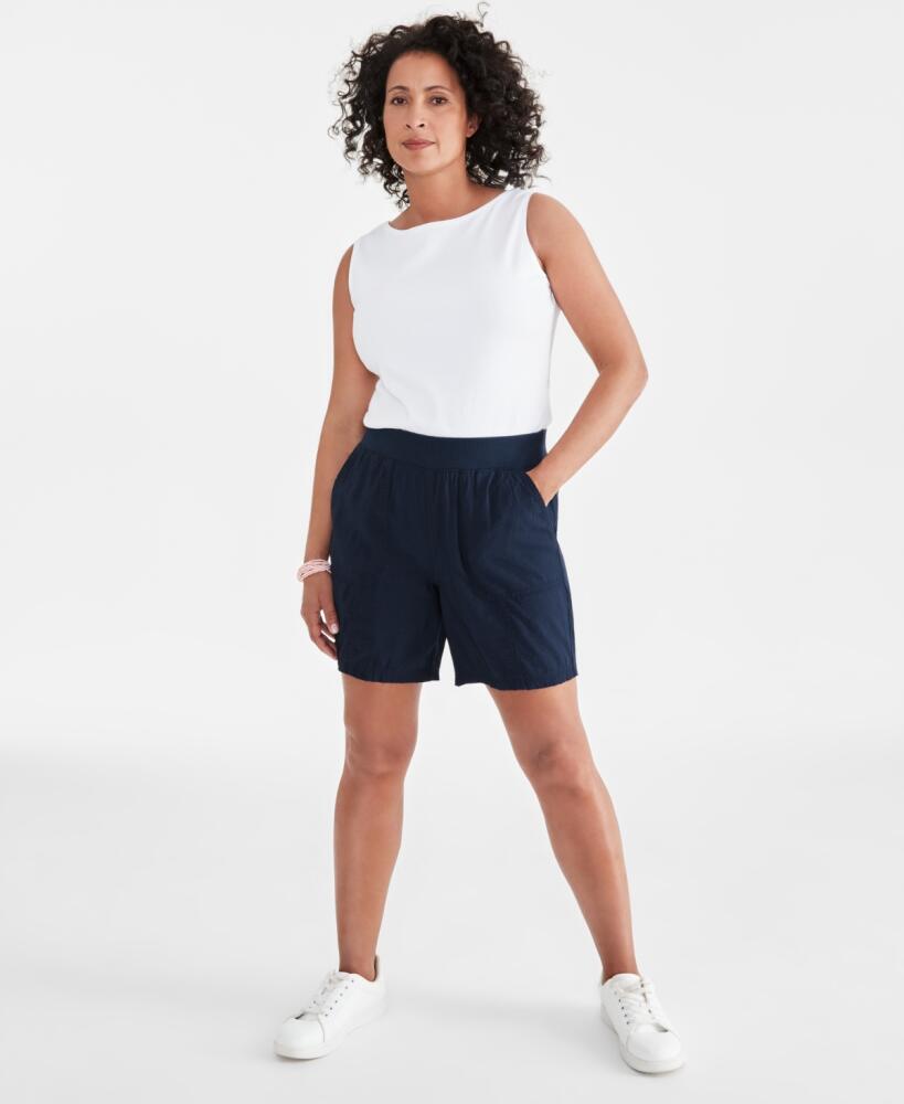 Style & Co Petite Mid Rise Pull-On Shorts, Created for Macy's - Industrial Blue Cover