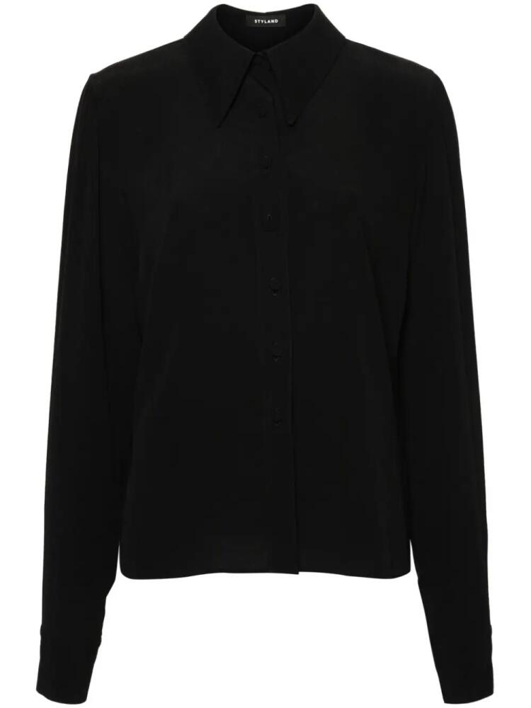 STYLAND oversized-collar crepe shirt - Black Cover