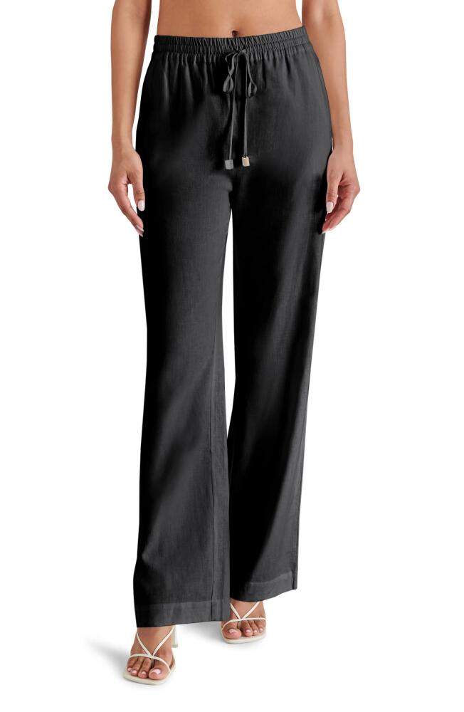 Steve Madden Venetia Linen Blend Drawstring Pants in Black Cover