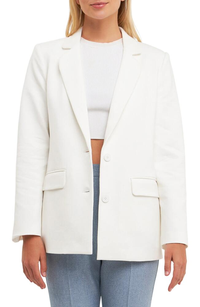 English Factory Curved Lapel Stretch Cotton Blazer in White Cover