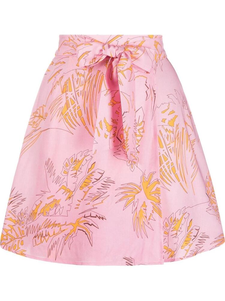 Palm Angels palm tree-print bow-detail A-Line skirt - Pink Cover