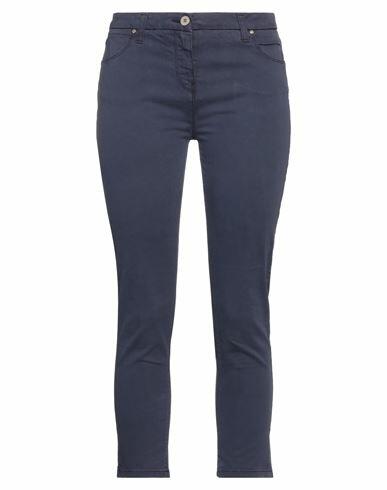 Manila Grace Woman Pants Navy blue Cotton, Elastane Cover