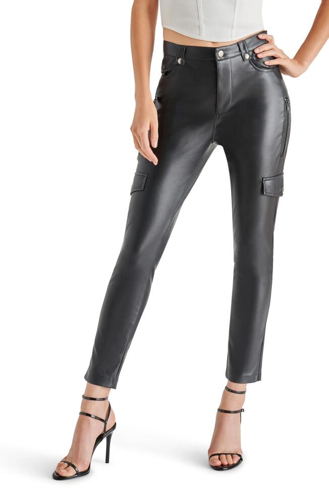 Steve Madden Yolanda Faux Leather Skinny Cargo Pants in Black Cover