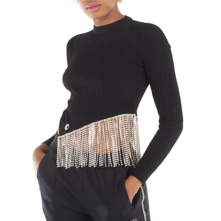 Philipp Plein Crystal Fringe Long-Sleeve Turtleneck Sweater Cover