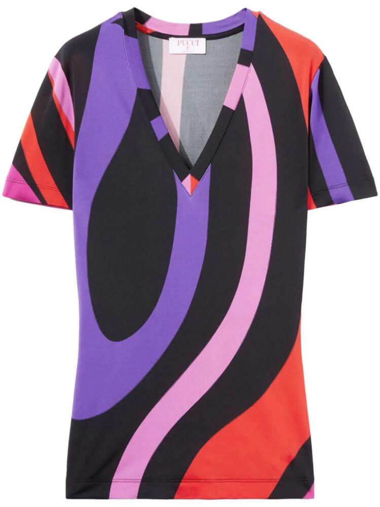 PUCCI abstract-print satin T-shirt - Black Cover