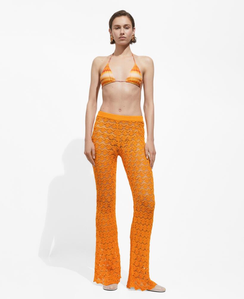 Mango Women's Crochet Flare Trousers - Orange Cover