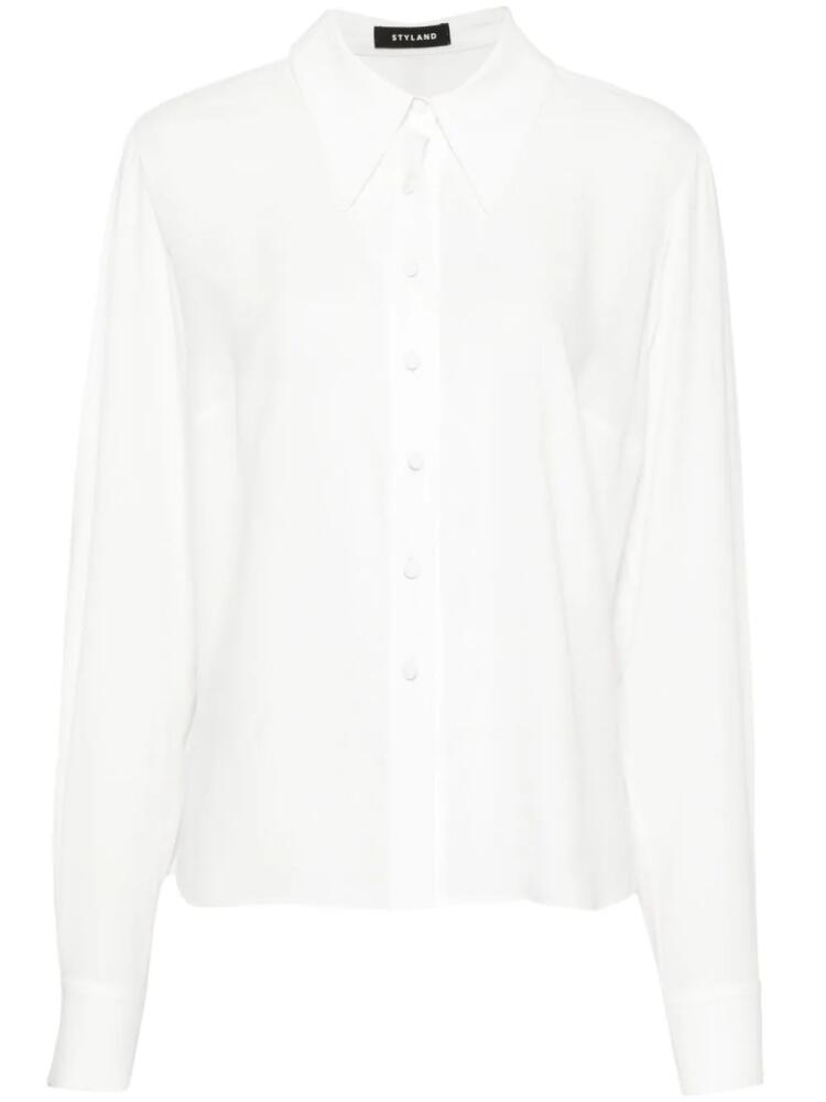 STYLAND oversized-collar crepe shirt - White Cover