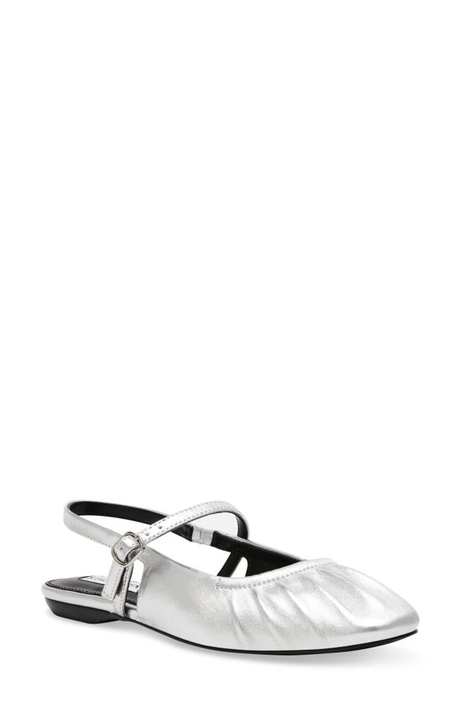 Steve Madden Garson Mary Jane Slingback Flat in Silver Leather Cover