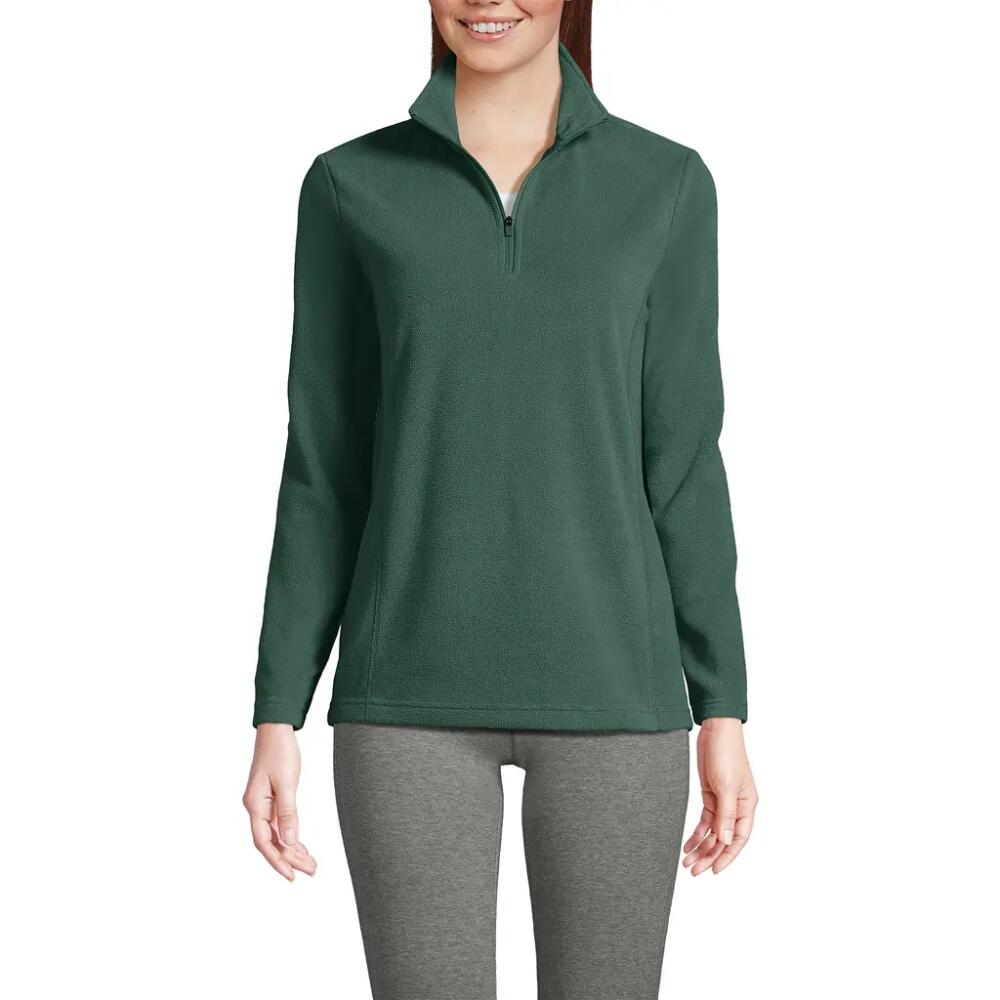 Lands' End Anyweather Fleece Quarter Zip Pullover in Washed Evergreen Cover