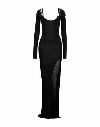 Gcds Woman Maxi dress Black Viscose, Polyamide, Metal Cover