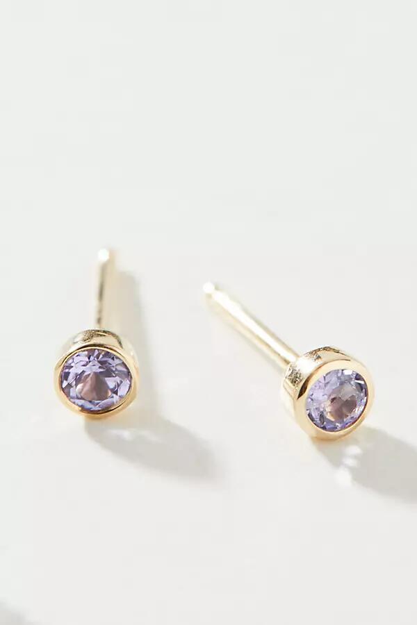 Maya Brenner 14k Yellow Gold Birthstone Post Earrings Cover