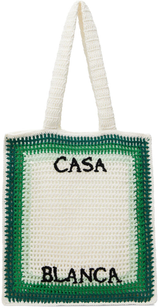 Casablanca White & Green Crochet Tote Cover