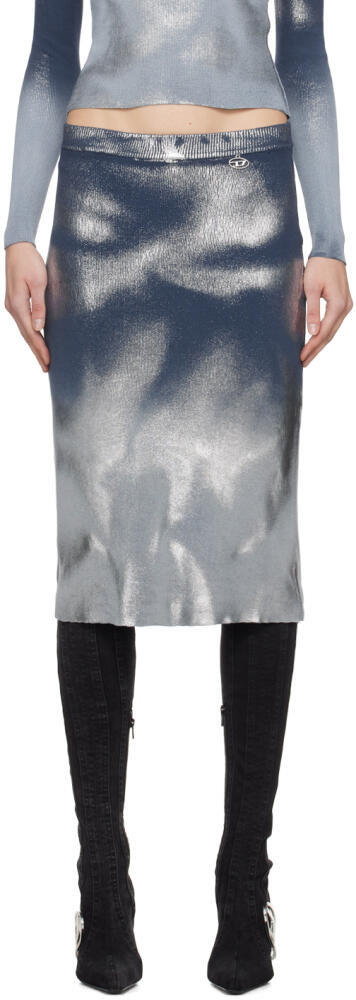 Diesel Blue & Gray M-Ilan Midi Skirt Cover