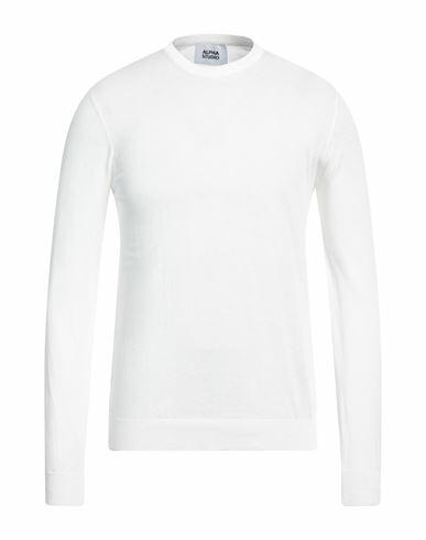 Alpha Studio Man Sweater White Cotton Cover