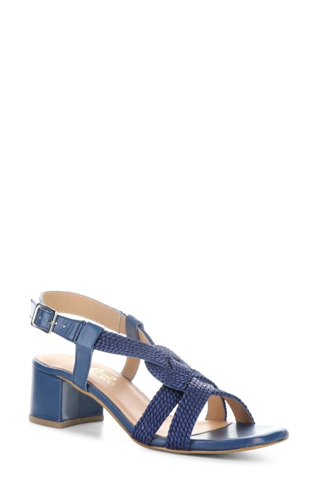 Bos. & Co. Upbeat Block Heel Slingback Sandal in Navy Leather/Rope Cover