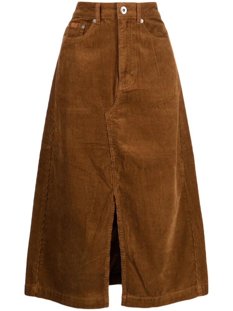 CHOCOOLATE logo-patch corduroy midi skirt - Brown Cover