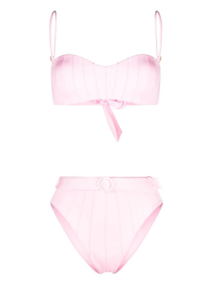 Noire Swimwear high-waist belted bikini set - Pink Cover