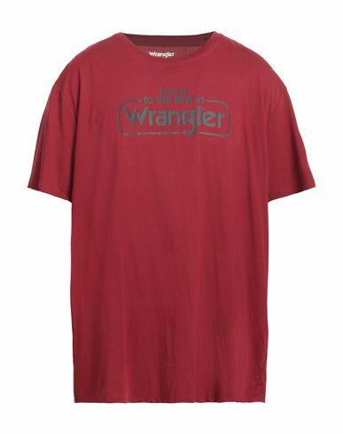 Wrangler Man T-shirt Burgundy Cotton Cover