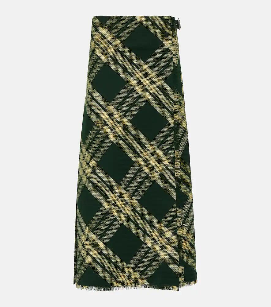 Burberry Checked high-rise wool midi skirt Cover