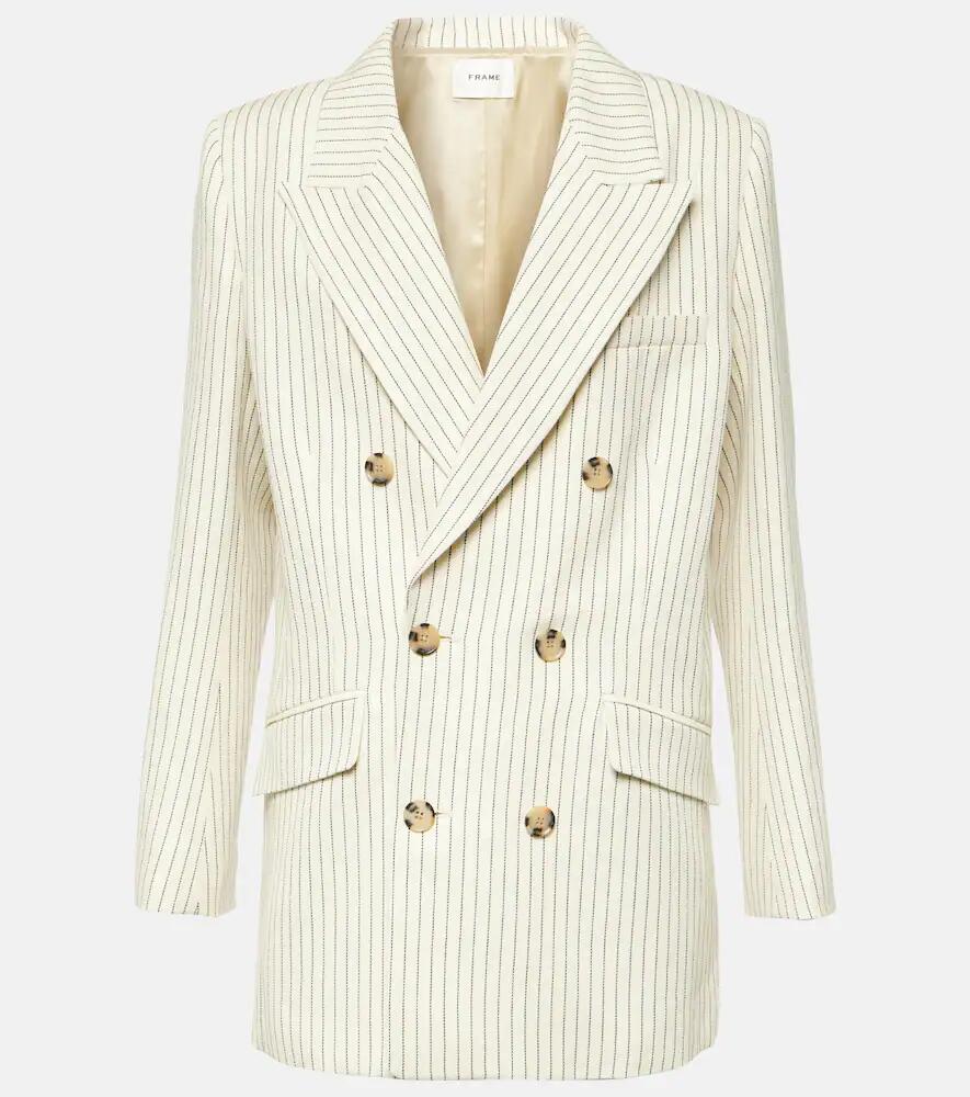 Frame Striped cotton and linen blazer Cover