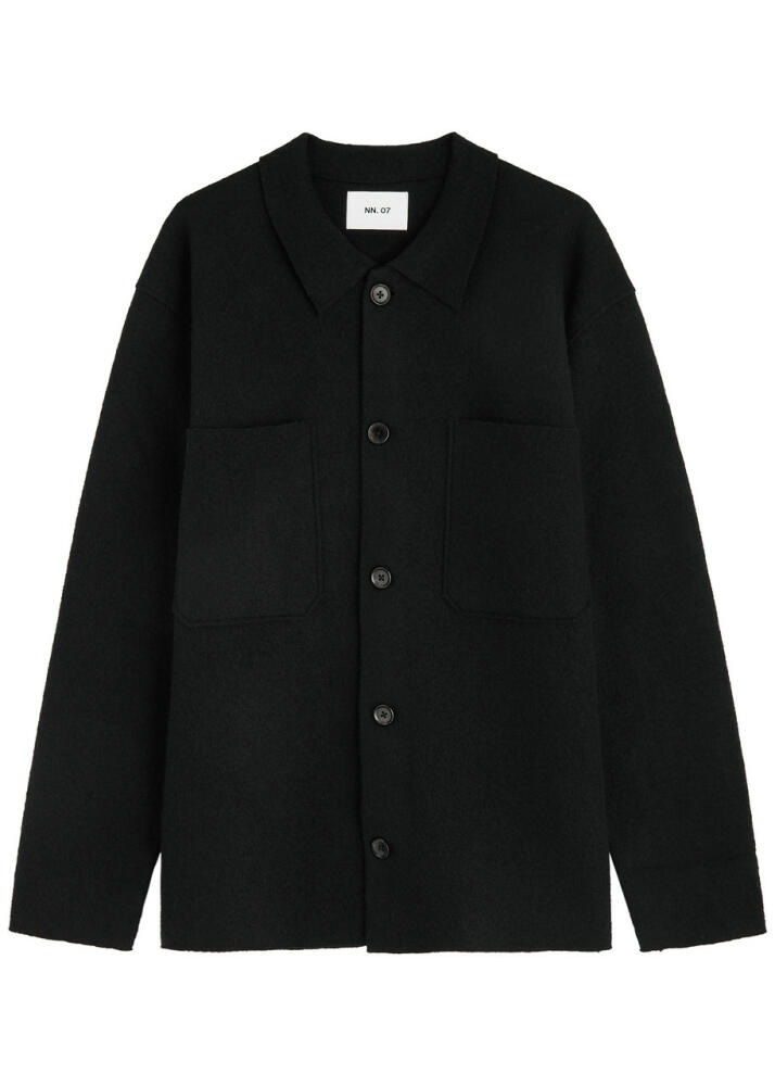 NN07 Jonas Bouclé Wool Cardigan - Black Cover