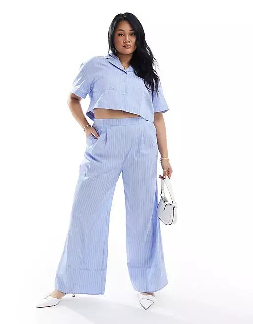 Extro & Vert Plus wide leg pants in blue stripe - part of a set Cover