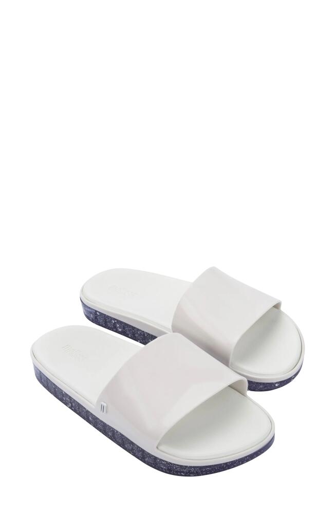 Melissa Beach Slide Sandal in White/Glitter Clear Cover