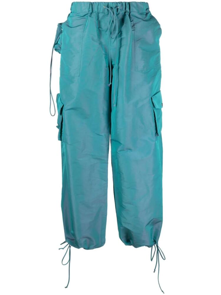 LaQuan Smith low-rise iridescent cargo pants - Green Cover