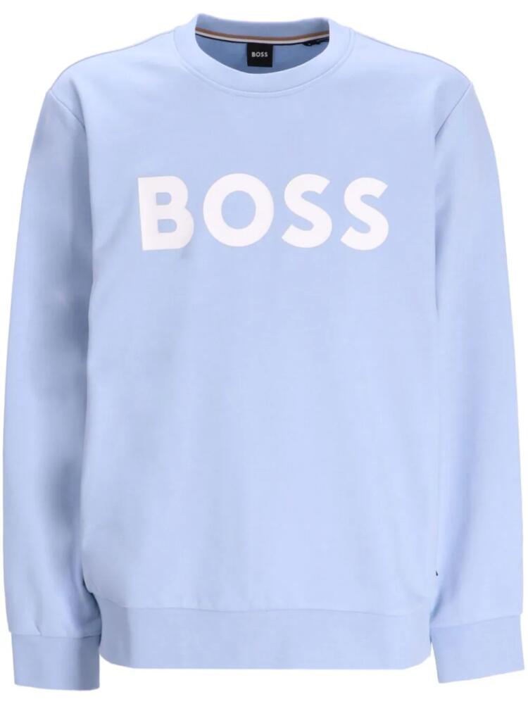 BOSS logo-print cotton sweatshirt - Blue Cover