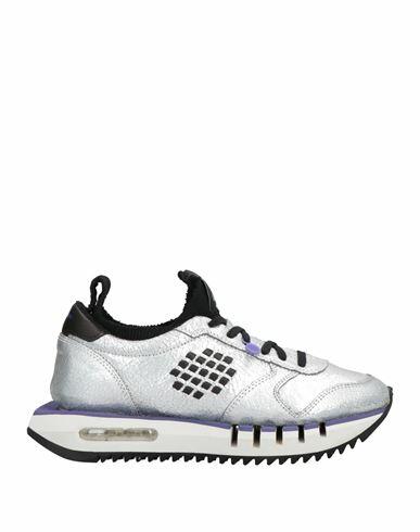 Bepositive Woman Sneakers Silver Soft Leather, Textile fibers Cover