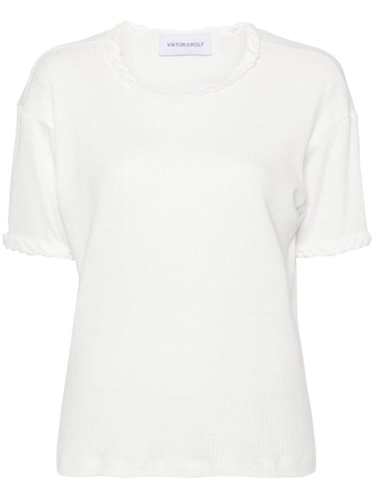 Viktor & Rolf braid-detail cotton T-shirt - White Cover