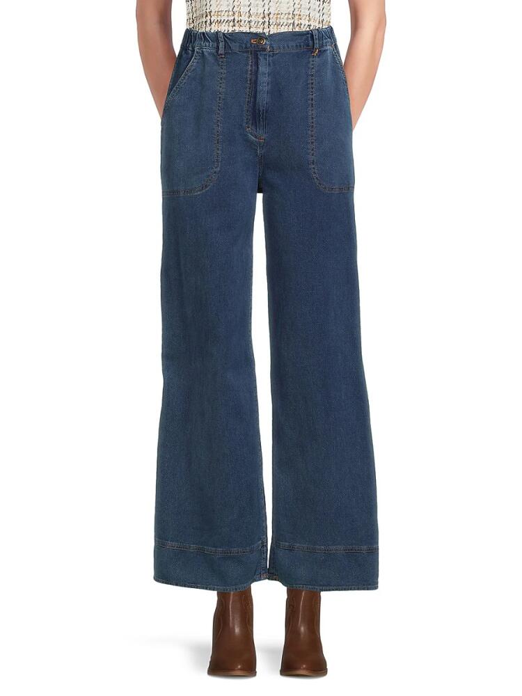 Max Studio Women's High Rise Wide Leg Jeans - Indigo Cover