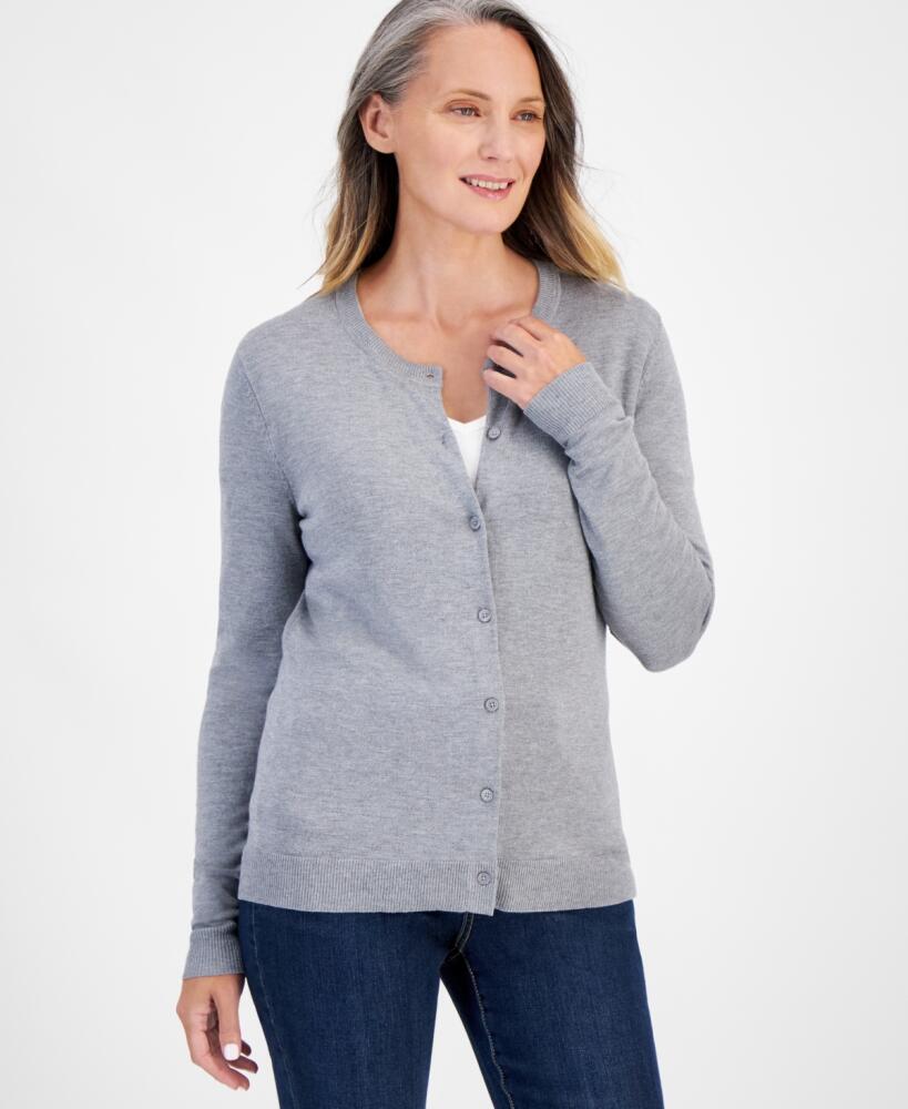 Style & Co Women's Button-Up Cardigan, Pp-4X, Created for Macy's - Medium Gray Heather Cover