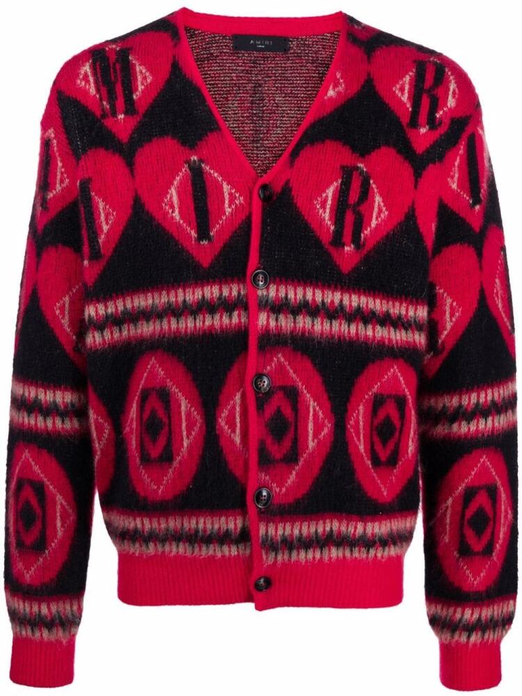 AMIRI logo heart intarsia-knit cardigan - Red Cover