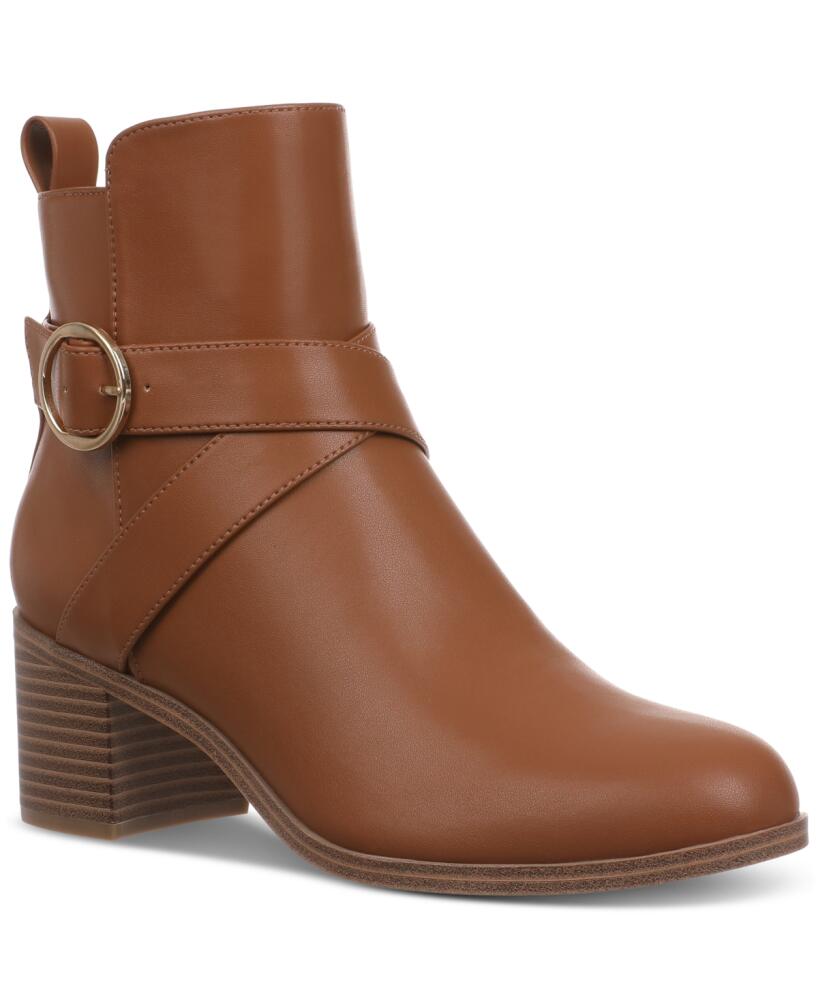 Style & Co Women's Rosaliee Belt Booties, Created For Macy's - Cognac Sm Cover