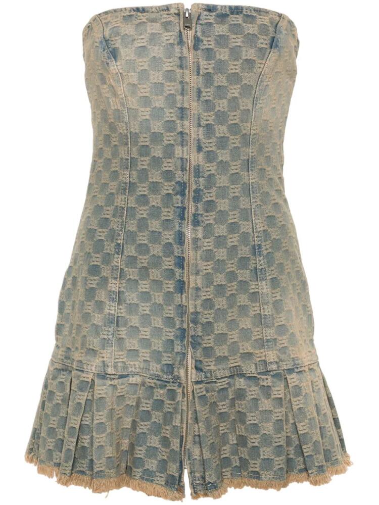 MISBHV monogram-jacquard denim mini dress - Blue Cover