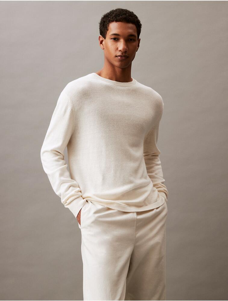 Calvin Klein Men's Linen Blend Crewneck Sweater - White Cover