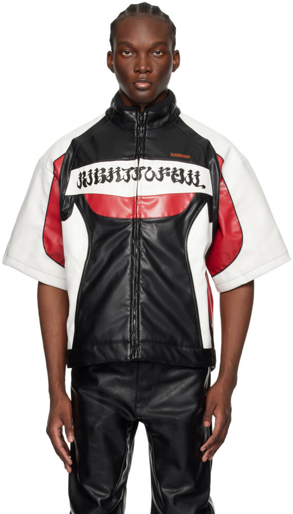 KUSIKOHC Black & Red Rider Faux-Leather Jacket Cover