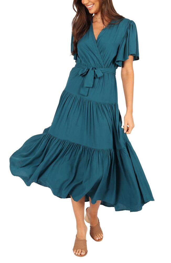 Petal & Pup Barker Flutter Sleeve Tiered Dress in Teal Cover