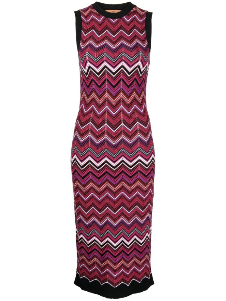 Missoni sleeveless chevron-knit midi dress - Red Cover