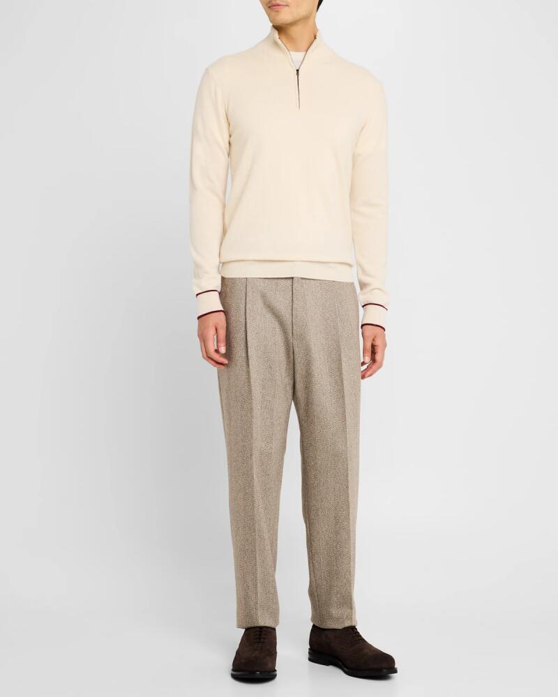 Neiman Marcus Men's Recycled Cashmere Quarter-Zip Sweater Cover