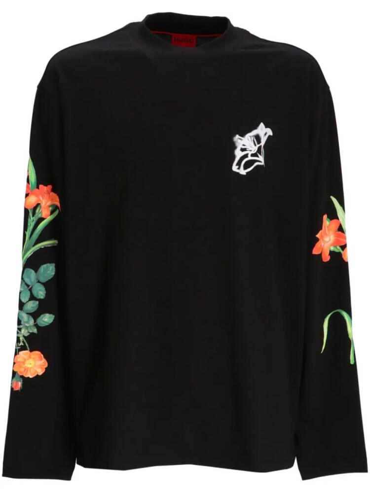 HUGO floral-print cotton sweatshirt - Black Cover